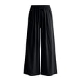 thumbnail image 4 of Aimik Women's Cotton Blend Fabric Wide Leg Pants Elastic Waist Lightweight Casual Trousers with Drawstring, 4 of 6