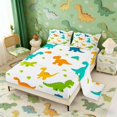 thumbnail image 2 of Manfei Cute Cartoon Dinosaur Animals Queen Sheets,Kawaii Leaf Queen Sheet Sets,White Green,4-Piece,1 Flat Sheet,1 Fitted Sheet and 2 Pillowcases, 2 of 6
