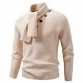 thumbnail image 2 of FAOWME Men's Knit Sweater With Detachable Scarf Long Sleeve Solid Color Comfortable Warm Pullover Outerwear For Casual Fall And Cold Weather Wear Light Pink Xl, 2 of 3