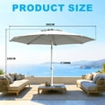 thumbnail image 3 of Luxvie Parasol de Patio Extérieur 10 Pi, Parasol de Marché de Table avec Inclinaison à Bouton-Poussoir et Manivelle, 8 Nervures Robustes Protection UV Imperméable pour Jardin, Terrasse, Cour Arrière, Piscine, Blanc, 3 of 12