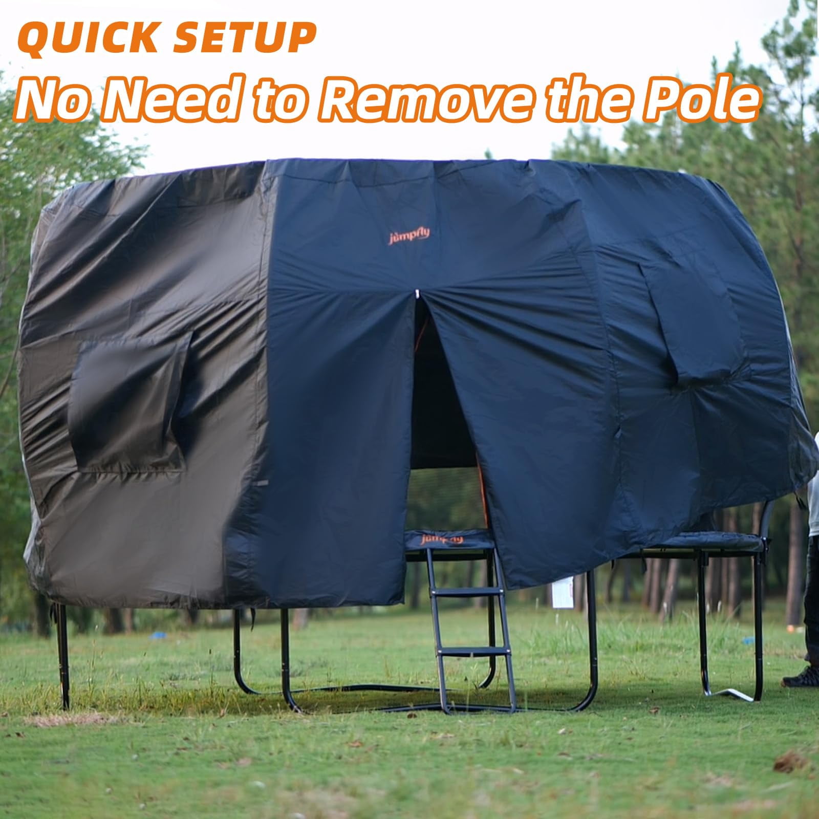 8ft Trampoline Winter Cover - Waterproof Oxford Cloth Canopy With Windows & Skylight
