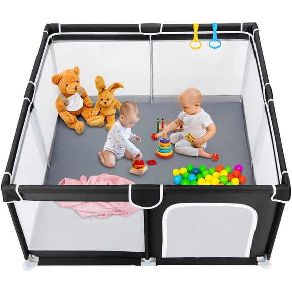 TODALE 8-Panel Mesh Indoor & Outdoor Baby Playpen, Light Gray 50 x 50