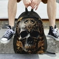 thumbnail image 6 of Defioc Gold Pattern Black Skull Print Backpack -Travel,or Work Bookbag Daypacks with 15-Inch Laptop Sleeve and Dual Water Bottle Pockets, 6 of 6
