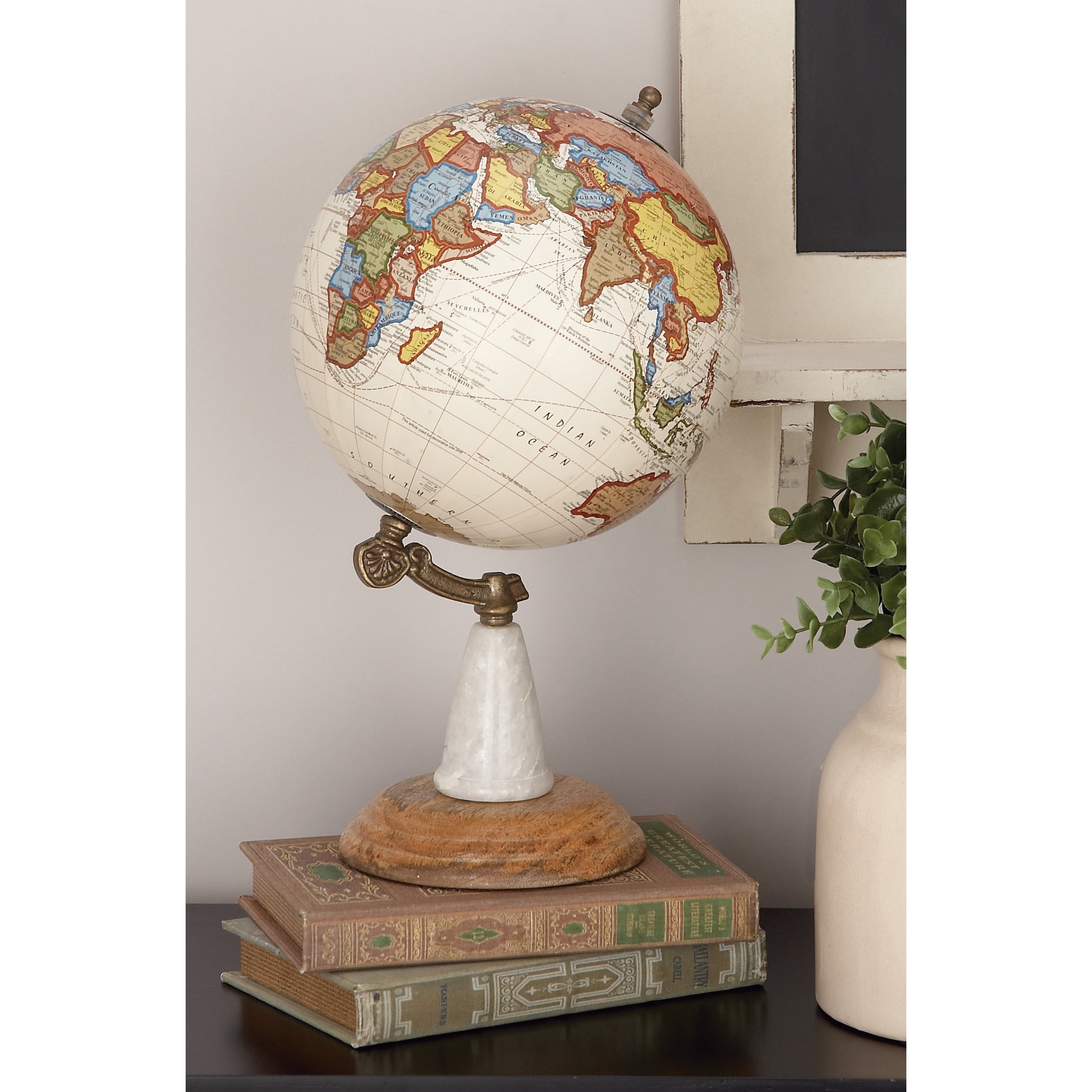 DecMode Wood Globe Stand, 1 - Piece