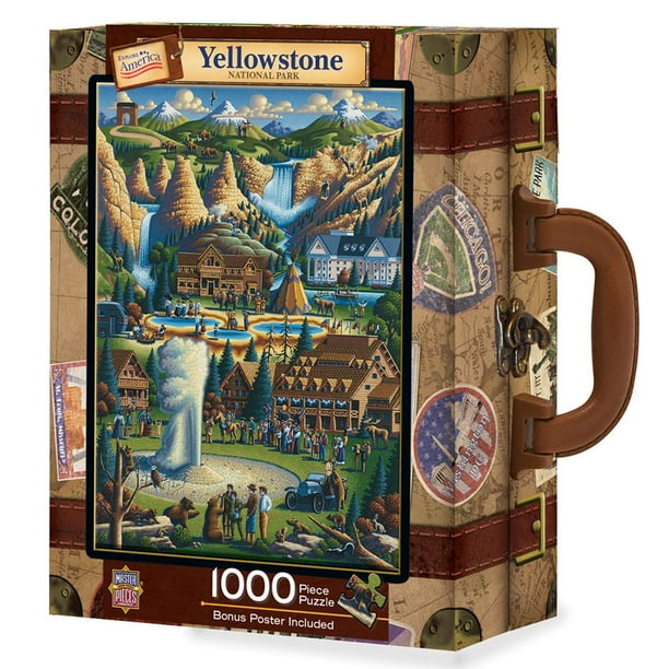 Collector Suitcase Jigsaw Puzzle, Yellowstone National Park, Features Historical Landmarks, 1000 ...