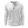 thumbnail image 3 of fatyb Mens Cotton Shirts Long Sleeve Button T Shirts with Pocket Crew Neck Breathable Casual Pullover, 3 of 6