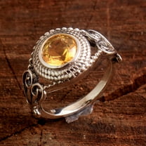 Citrine Gemstone Ring 925 Sterling Silver November Birthstone Jewelry Statement Ring Women Ring