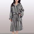 thumbnail image 2 of Kaemgyyd Robes for Women Hood Long Soft Warm Fuzzy Plush Bathrobes Comfy Stripe Belted Fleece Winter Robes with Pockets, 2 of 5