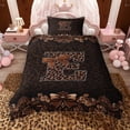 thumbnail image 2 of Erosebridal Brown Leopard Print Twin Bedding for Girls Women, Monogrammed E Duvet Cover Set, Black Reversible 2-Piece, 1 Duvet Cover and 1 Pillowcase (No Comforter), 2 of 6