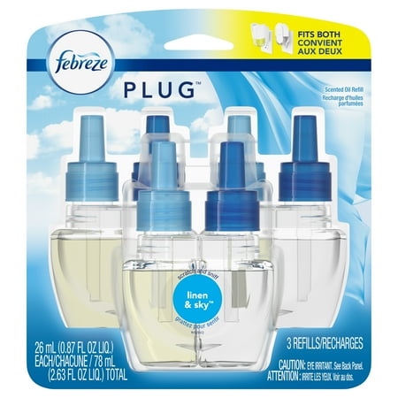 Scent Refill - Febreze Plug Air Freshener Scented Oil Refill, Linen & Sky, 3 Count