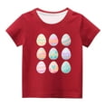 thumbnail image 2 of EGNMCR Blouses à Manches Courtes Col Rond & Chemises Enfants Garçons Filles Mode Pâques Œufs de Pâques Imprimé Col Rond Imprimé Haut à Manches Courtes Fille Blouse, 2 of 4