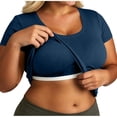 thumbnail image 3 of BLVB Women's Plus Size Tops Short Sleeve Scoop Neck T Shirts Summer Ribbed Knit Basic Casual Tees Blouse with Chest Pad, 3 of 7