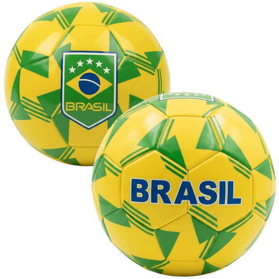 Icon Sports Brazil Flag Soccer Ball, Durable PVC, Yellow/Green, Size 4-5