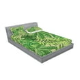 thumbnail image 2 of Ambesonne Green Leaf Fitted Sheet & Pillow Sham Set, Fresh Jungle Aloha, Calking, Apple Green Fern Green, 2 of 2