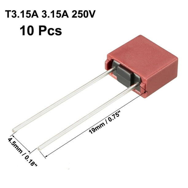10Pc montés DIP2 Micro Miniature lente fusible T3.15A 3.15A 250V Rouge 
