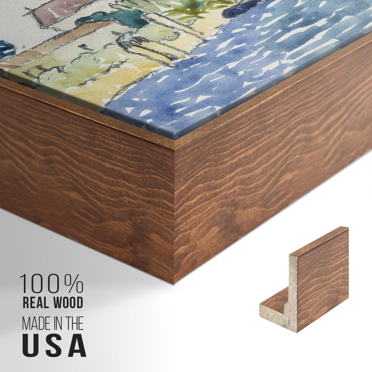 Vintage Landscape-CXLVII By Wexford Home Framed in Walnut Wood Gallery Wrapped Canvas 27 in. x 41 in.