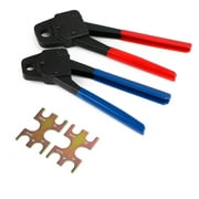 Combo 1/2" and 3/4" Pex Crimper Tool Crimp Plumbing Crimping Copper Ring Gonogo Set Angle Gauge Tools