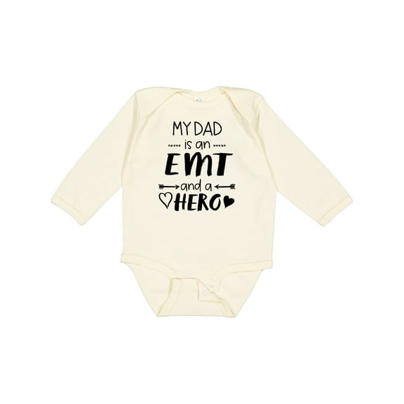 Inktastic My Dad is an EMT and a Hero Boys or Girls Long Sleeve Baby Bodysuit