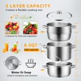 thumbnail image 3 of Exprimidor a vapor VIVOHOME de acero inoxidable, 8,5 L, 24 cm, con tapa, 3 of 6
