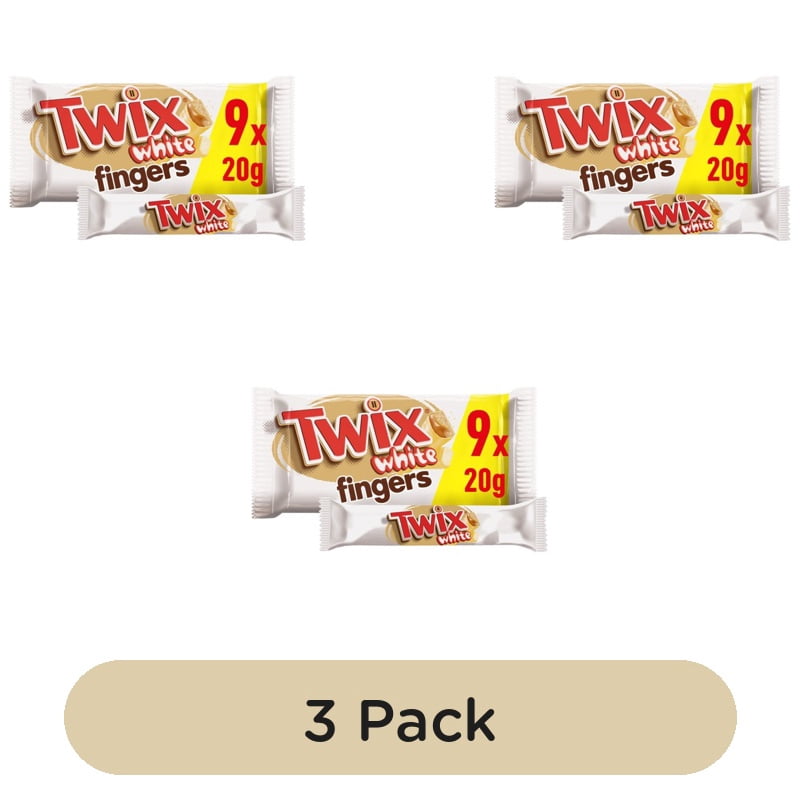 Twix Caramel & White Chocolate Fingers Biscuit Snack Bars Multipack 9 x 20g, British Import (Pack of 3)
