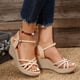 thumbnail image 4 of Amzcrzy Zapatos de mujer,Zapatos de mujer,Zapatillas de mujer, Sandalias de cuña con punta abierta informales de verano para mujer, sandalias de plataforma romanas de playa de color liso Sandalias Mu, 4 of 7