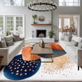 thumbnail image 3 of 5'x7' Area Rugs, Navy Blue Burnt Orange Indoor Outdoor Area Rug for Living Room Bedroom, Abstract Modern Geometric Washable Bathroom Rugs Kitchen Floor Carpet Mats Home Decor Aesthetic, 3 of 8