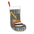 thumbnail image 2 of Daiia I Like Big Digger Print Christmas Stocking，18"Large Knitted Xmas Stocking for Kids, Family Stocking for Fireplace Christmas Holiday Party Decoration, 2 of 7