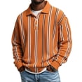 thumbnail image 2 of Zynoxe Men's Striped Sweatshirt with Elastic Ribbed Cuffs Classic Lapel Collar Sweatshirt for Men Loose Drop Shoulder Long Sleeve Pullover Top Fashionable Color Block Fall Sweatshirt 2XL, 2 of 8