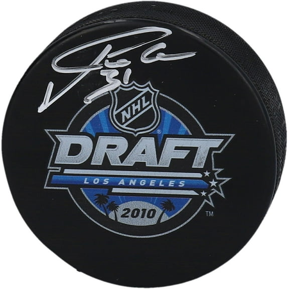 Philipp Grubauer Seattle Kraken Autographed 2010 NHL Draft Logo Hockey Puck - Fanatics Authentic Certified