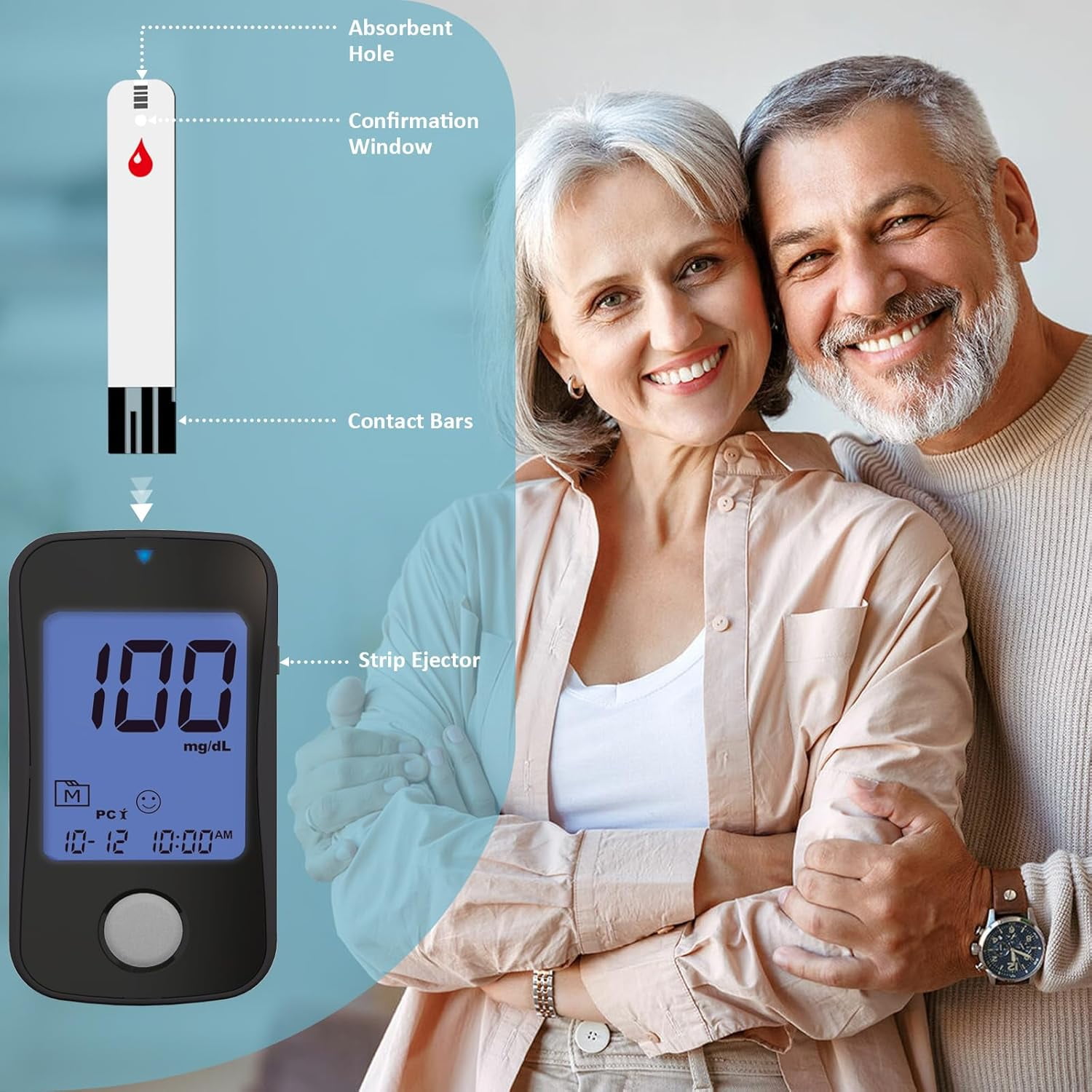HanrayCare Test Strips, 100 Count, No Coding, Compatible with TD-4125 Blood Glucose Monitor
