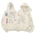 thumbnail image 1 of Graffiti Letter Foam Plus Velvet Kanye Sudaderas Hombres de gran tamaño Fleece Stranger Things Sudadera con capucha Unisex Pullover Hoody Tan Jianjun unisex, 1 of 2