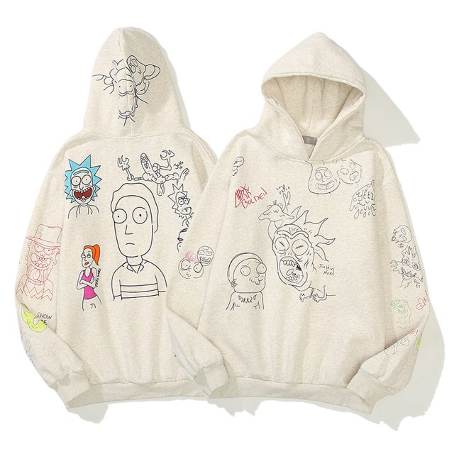 Graffiti Letter Foam Plus Velvet Kanye Sudaderas Hombres de gran tamaño Fleece Stranger Things Sudadera con capucha Unisex Pullover Hoody Tan Jianjun unisex