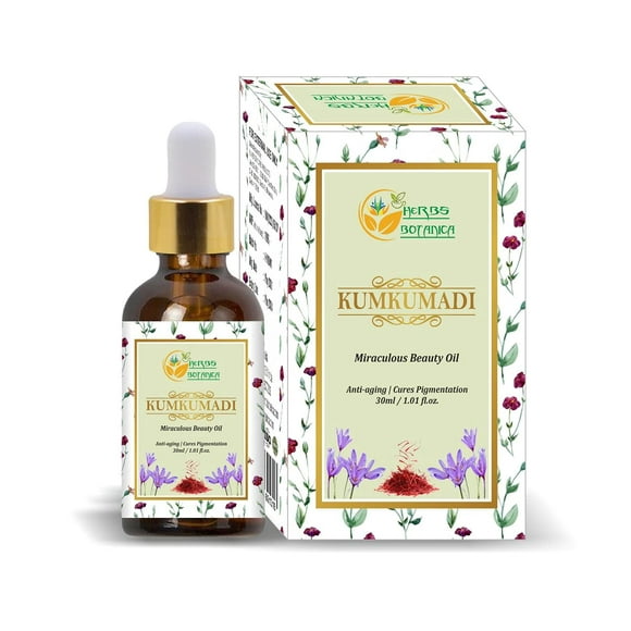 Herbs Botanica Kumkumadi Oil Aceite facial puro Ayurveda con suero de azafrán Hidratante facial 26 hierbas 30 ml