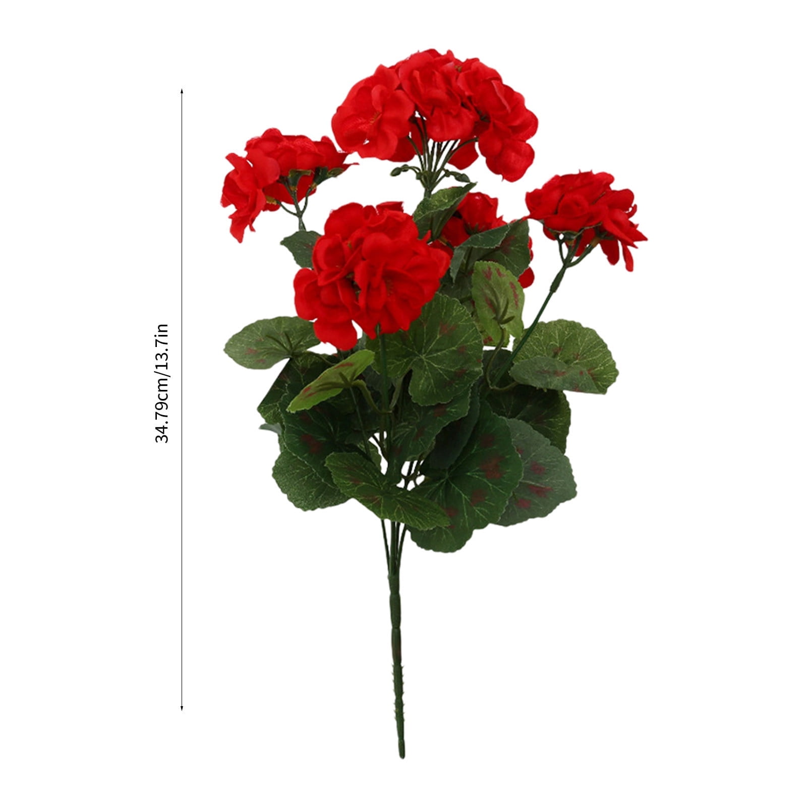 Yoziaaoa 8 pcs Artificial Geranium Flowers for Outdoors Silk Geraniums Flowers Outdoor Red Fake Geranium Bush Faux Flowers Geraniums for Outdoor Decor Indoor Garden Patio Table Centerpiece