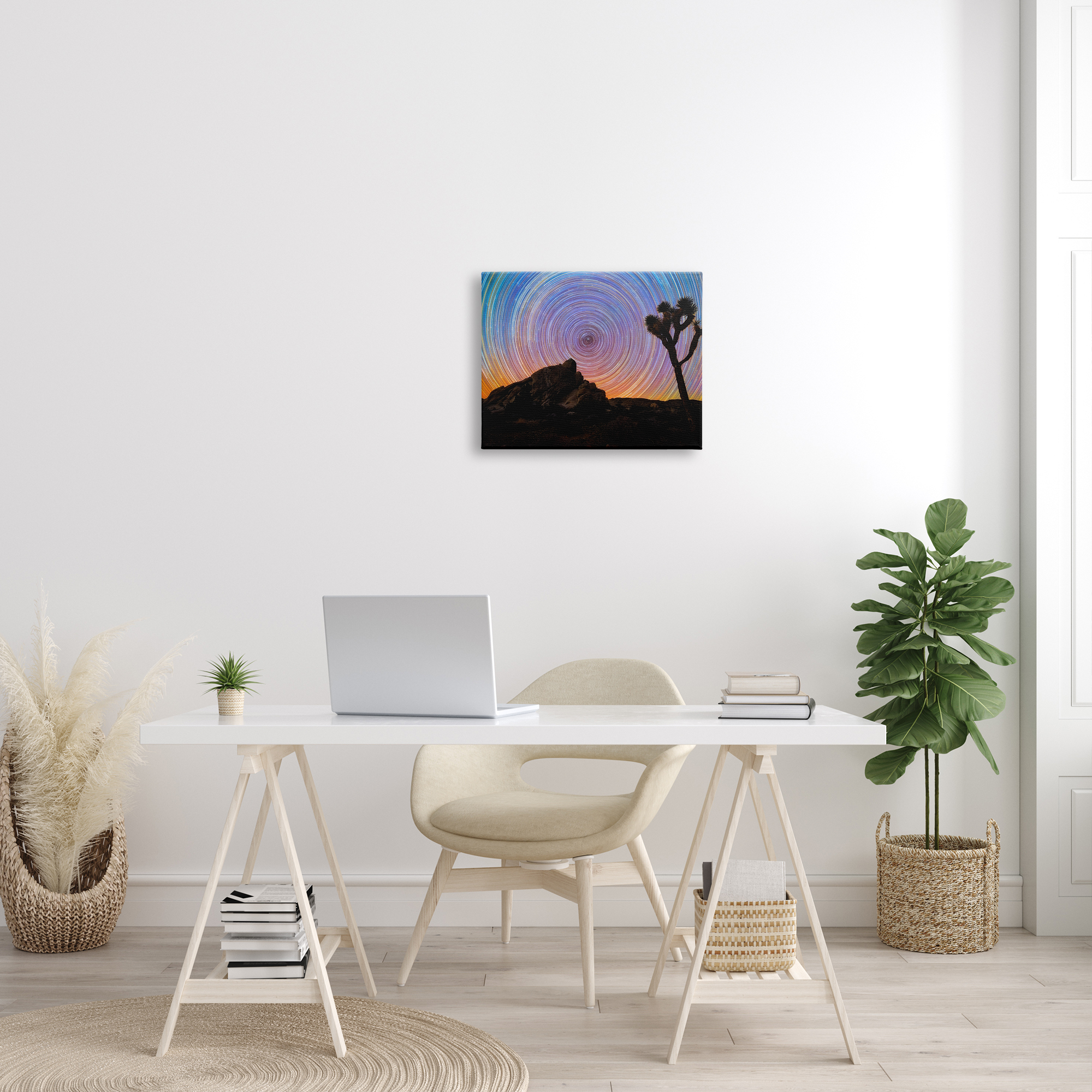 Stupell Industries Kaleidoscopic Swirl Pattern Sky Desert Tree Silhouette Graphic Art Gallery Wrapped Canvas Print Wall Art, Design by Lincoln Harrison