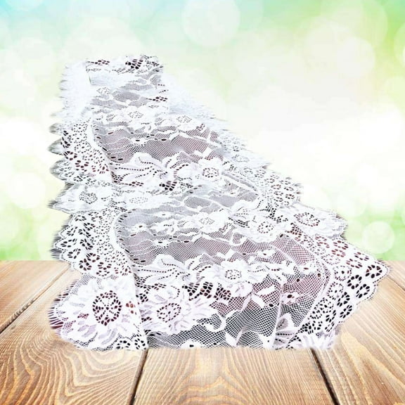 FESTFENDS 1Set White Lace Table Runner Polyester Vintage Style For Wedding Party Decoration