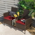 thumbnail image 2 of Costway Patio Rattan Wicker Conversation Set Sofa Cushioned Loveseat Glass Table Red, 2 of 9
