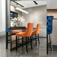 thumbnail image 2 of Velvet Bar Stools Set of 2 - 27" Seat Height Barstool, Bar Chairs Fit Counter or Bar Height, Kitchen Stools for Island, Tufted Back, Wood Frame, Upholstered (Orange, Set of 2), 2 of 11
