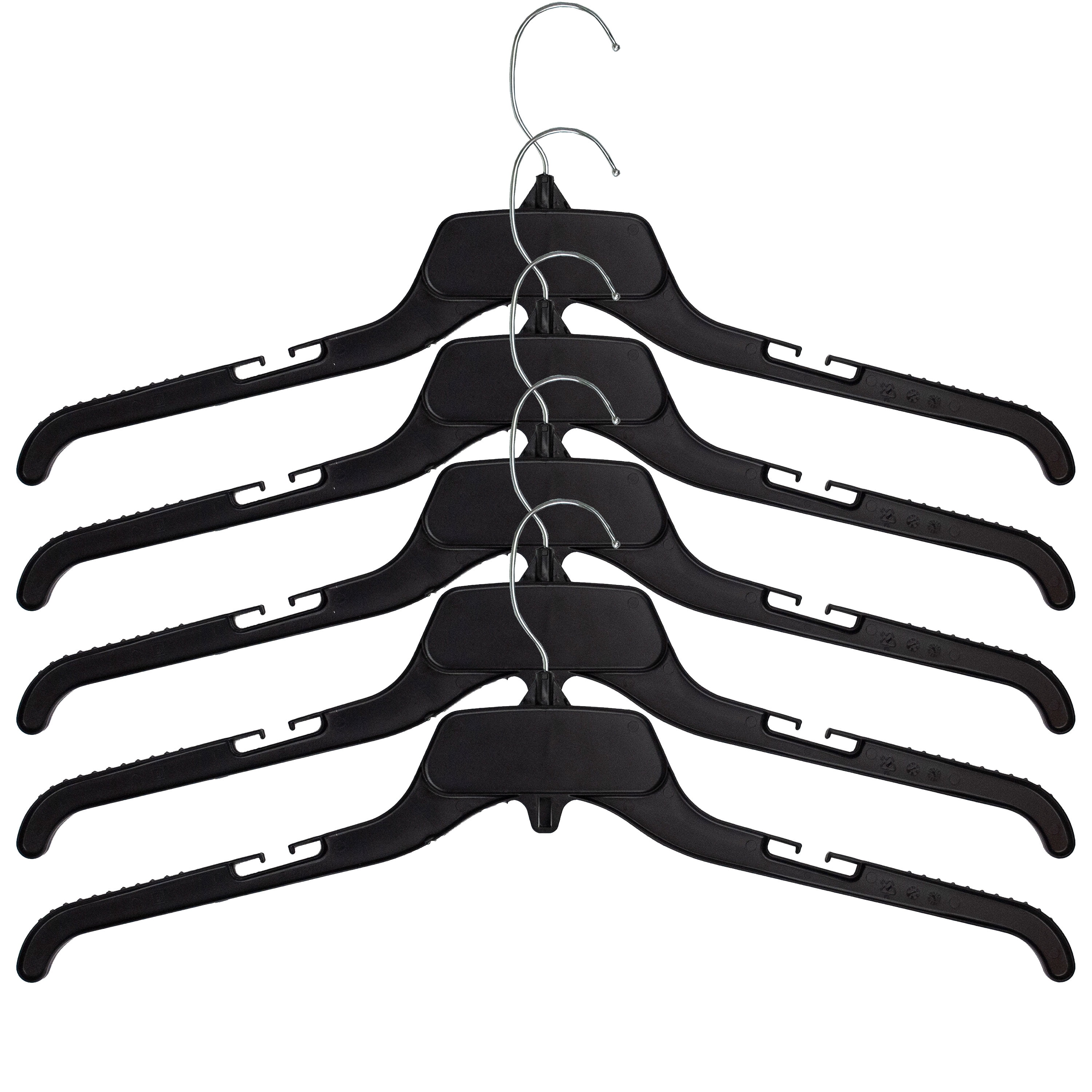 HangOn Shirt Hangers Recycled Plastic with Notches, Black, 19 Inch Pack of 25