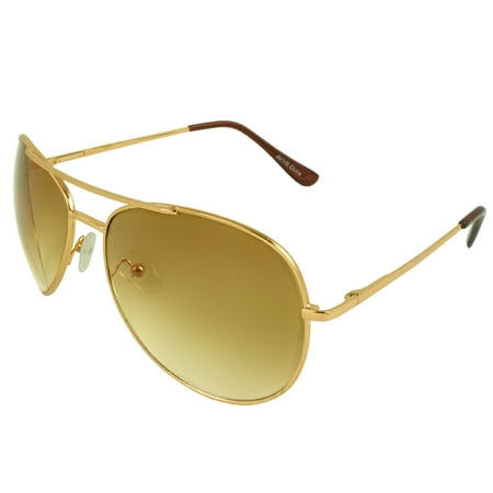 Pilot Fashion Aviator Sunglasses Gold Brown Frame Amber Lenses