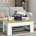 thumbnail image 4 of Costway Ascenseur Table Basse Pop-UP Table à Cocktail avec Compartiment Caché et Étagère Blanche, 4 of 10