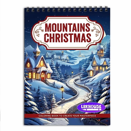 LBKHOUSE Mountains Christmas Coloring Book Spiral Bound For Adults Premium Cover