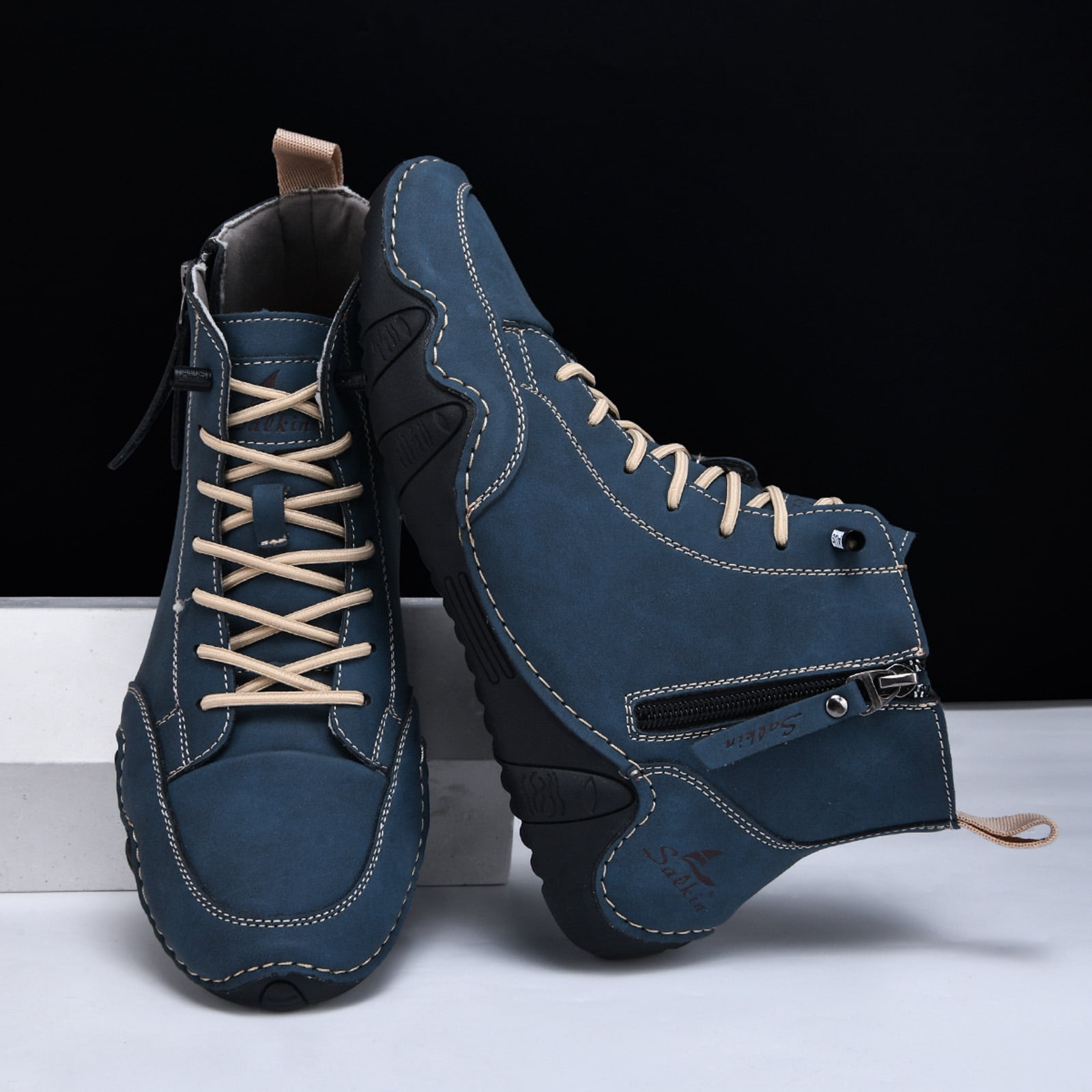 Dakaela Men's Suede Chukka Boots Lightweight Barefoot Walking Shoes High Top Slip on Hiking Sneakers