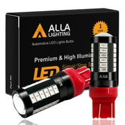 Alla Lighting T20 7440 7443 LED Strobe Flashing Brake Lights Bulbs 5730-SMD 7443 LED Stop TaIl Lights Replacement for Cars, Trucks, Pure Red (Set of 2)