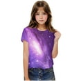 thumbnail image 3 of Kids Space Galaxies T Shirts Short Sleeve 3D Graphic Tees Shirts Funny Crew Neck T-Shirts Neon Novelty Clothes Purple， 5 Years, 3 of 7