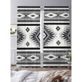 thumbnail image 3 of Gray Boho Semi Sheer Window Curtains 108 Inches Long, Southwestern Ethnic Aztec Retro Geometric Rod Pocket Voile Silky Chiffon Curtain Light Filtering Drapes for Living Room, 52"x108", 2 Panels, 3 of 9