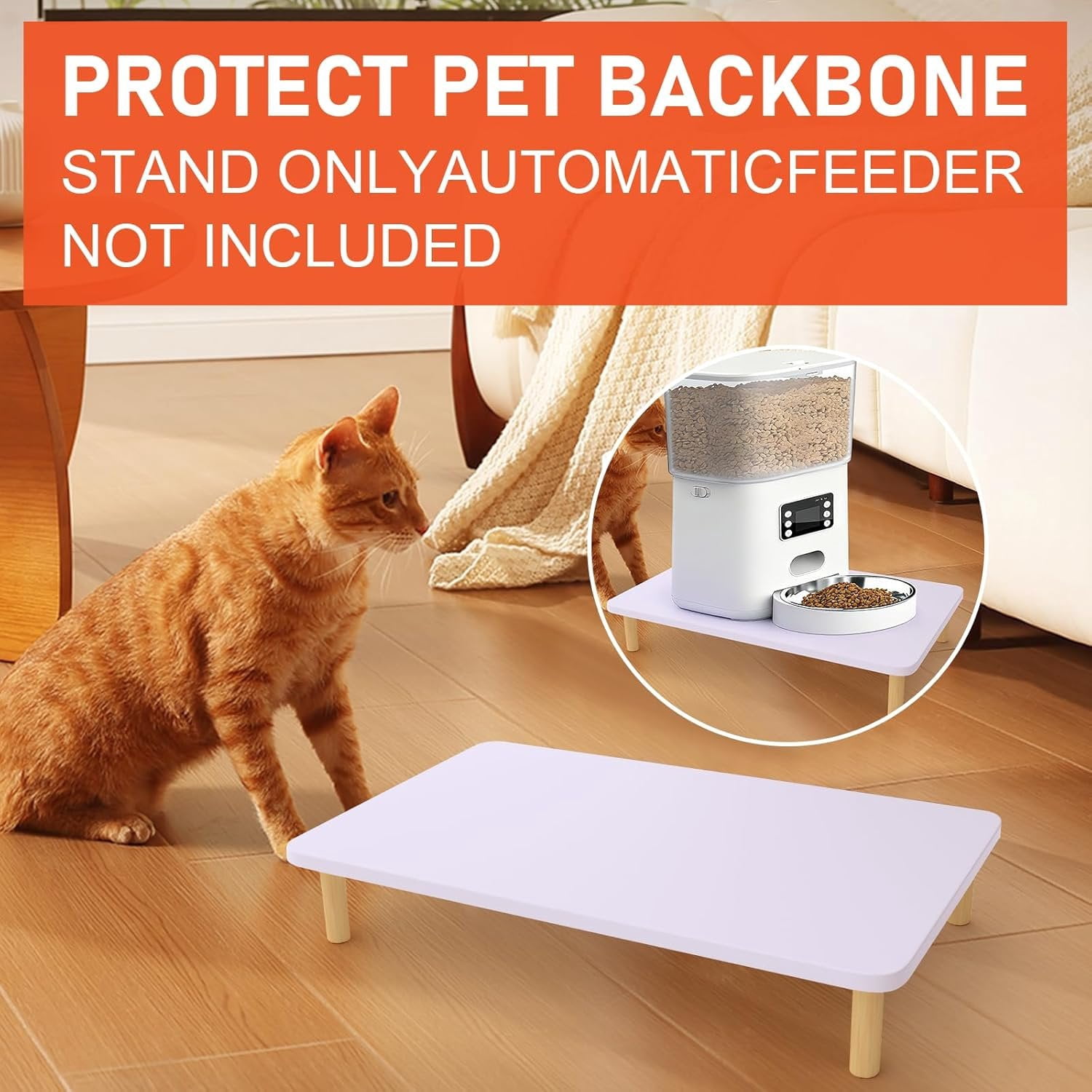 Wooden Elevated   Stand - Raised Pet Feeding Table for Cats and Dogs, Compatible with  Bowls & Automatic Feeders, Solid   Platform S(11.8 * 7.9 in