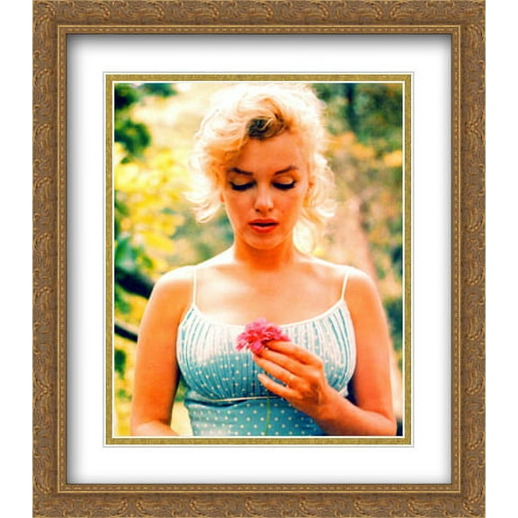Marilyn Monroe with Flower 28x32 Double Matted Large Gold Ornate Framed Movie Star Poster Art Print