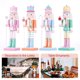 thumbnail image 4 of Adornos navideños de soldado Cascanueces, artesanía de madera colorida, figuras de marionetas de Cascanueces, decoraciones navideñas para el hogar, 25cm（4PCS 25CM, 4 of 5