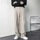 thumbnail image 1 of Pantalones largos para hombre, color liso, con cremallera, botones, pierna recta, pierna ancha, pantalones de traje casuales, pantalones de poliéster para hombre, 1 of 6